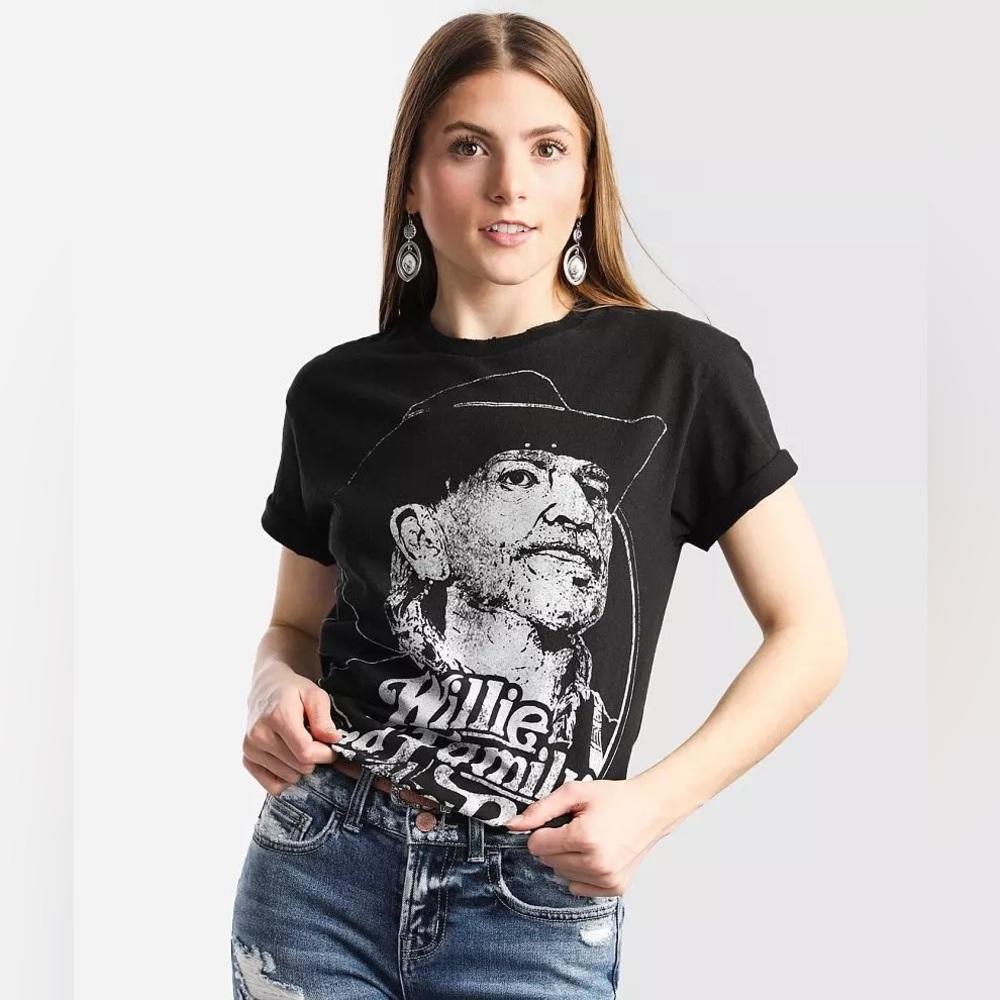 Willie Nelson and Family On The Road Again Vintage Retro Graphic Tee Size L